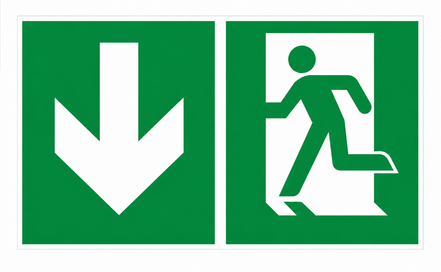 Aufkleber Notausgang „Pfeil unten/abwärts nach ISO 7010
