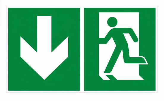 Aufkleber Notausgang „Pfeil unten/abwärts nach ISO 7010